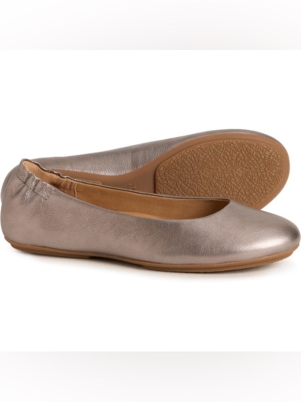 Dansko Womens MOLLIE Leather Ballet Flat / Pewter Metallic
